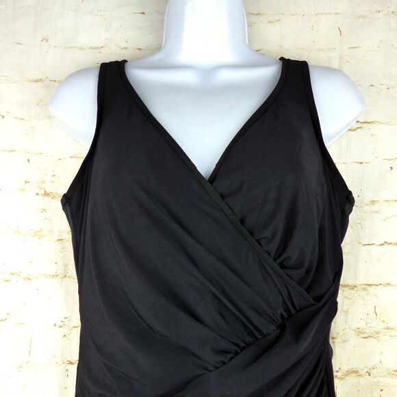 Miraclesuit Oceanus Swimsuit 18W Black One Piece Surplice Ruched 74488W $180 - Picture 6 of 15